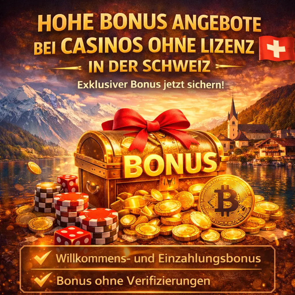 Hohe Bonus Angebote bei Casinos ohne Lizenz in der Schweiz — Willkommensbonus & Freispiele