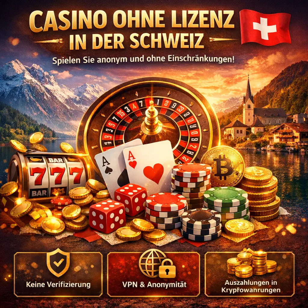 Casino ohne Lizenz Schweiz — VPN & Anonymität, keine Verifizierung, Auszahlungen in Kryptowährungen